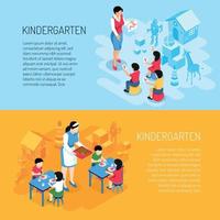 kleuterschool isometrische banners vector illustratie