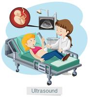 A Lady Ultrasound in het ziekenhuis vector