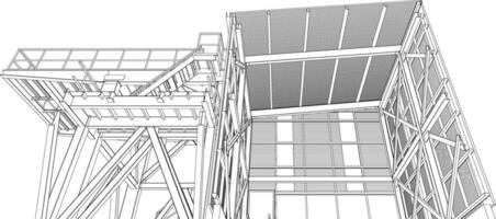 3d illustratie van industrieel gebouw vector