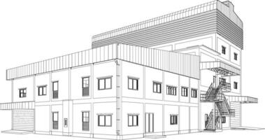 3d illustratie van industrieel gebouw vector