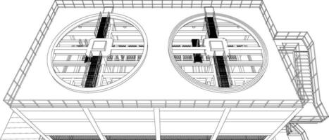 3d illustratie van industrieel gebouw vector