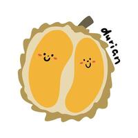 hand- getrokken tekenfilm fruit illustratie durian vector