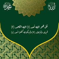 al-koran schoonschrift soera al ikhlas welke middelen zeggen Mohammed, hij is Allah, de almachtig vector