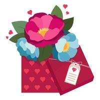 doos met bloemen. vakantie geschenk. vector