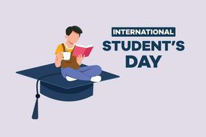 Internationale studenten dag concept. gelukkig studenten. gekleurde vlak vector illustratie geïsoleerd.