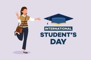 Internationale studenten dag concept. gelukkig studenten. gekleurde vlak vector illustratie geïsoleerd.