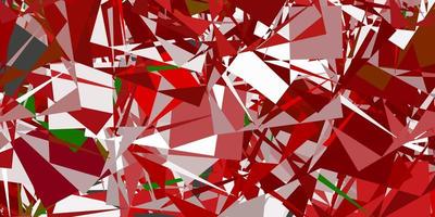 lichtgroene, rode vectorachtergrond met driehoeken. vector