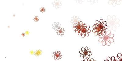 lichtgele vector doodle sjabloon met bloemen.