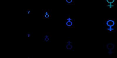 donkerblauwe, groene vectortextuur met de rechtensymbolen van vrouwen. vector