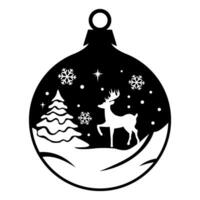 Kerstmis bal vector. papier besnoeiing sjabloon. vrolijk Kerstmis escenarium, boom, sneeuw, hert vector