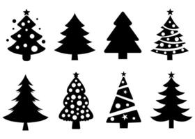 Kerstmis boom divers set. bomen silhouet. hand- getrokken vector kunst illustratie