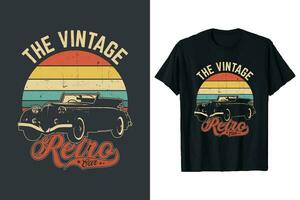 retro auto t-shirt ontwerp. wijnoogst auto's t-shirt grafisch. oud klassiek auto vector t-shirt sjabloon.