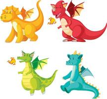 verschillend kleurrijk draken vector