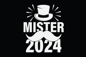 meneer 2024 grappig gelukkig nieuw jaar 2024 t-shirt ontwerp vector