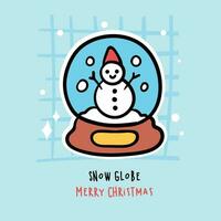 sneeuw wereldbol hand- getrokken illustratie, Kerstmis kaart ontwerp vector