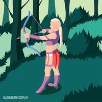 cosplay isometrische achtergrond vectorillustratie vector