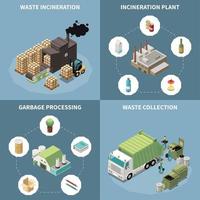 vuilnis recycling isometrische pictogrammenset vectorillustratie vector