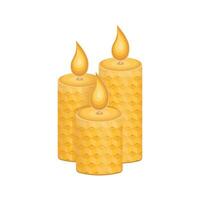 drie bijenwas kaarsen Aan een wit achtergrond. milieuvriendelijk vriendelijk Product. vector illustratie