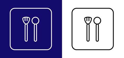 icoon vertegenwoordigen een cafe met een vork en lepel. beschikbaar in twee kleuren blauw, wit en wit, zwart. vector