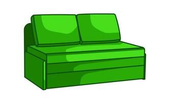 tekenfilm vector illustratie van een bank. comfortabel meubilair voor interieur ontwerp, gemarkeerd Aan een wit achtergrond. modern sofa model- icoon.