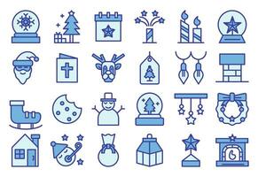 kerstmis, blauw gekleurde schets pictogrammen set. de verzameling omvat voor mobiel app web, of plaats ontwerp. Kerstmis vector illustraties