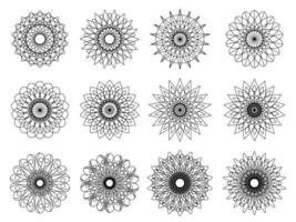 vector mandala's zwart op wit geïsoleerd