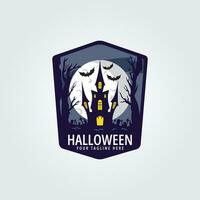 halloween logo icoon ontwerp inspiratie met knuppel, boom, kasteel en maan vector illustratie