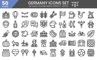 Duitsland gedetailleerd schets pictogrammen set. de element collecties kan worden gebruikt in sociaal media berichten, web ontwerp, app ontwerp, en meer vector