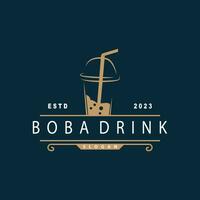 boba drinken logo, melk thee schattig boba parel gelei drinken bubbel vector gemakkelijk minimalistische ontwerp