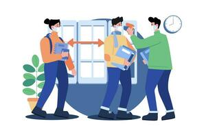 sociale afstand in universitair illustratieconcept vector