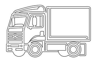 reeks lijn pictogrammen van vrachtwagens, vector zwaar vrachtauto ,vector vrachtauto aanhangwagen illustrator