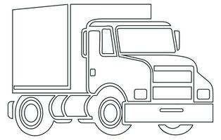 reeks lijn pictogrammen van vrachtwagens, vector zwaar vrachtauto ,vector vrachtauto aanhangwagen illustrator