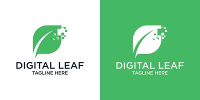blad en digitaal technologie ontwerp logo vector illustratie