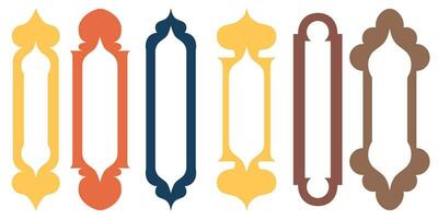 verzameling van Arabisch oosters ramen en spiegels. modern ontwerp voor lijsten, patronen, achtergronden. moskee koepel en lantaarns Islamitisch Ramadan kareem en eid mubarak stijl. vector illustratie