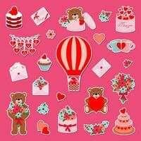 vector illustratie reeks van Valentijnsdag dag illustraties in vlak tekenfilm ontwerp. schattig stickers en afbeeldingen symboliseert Valentijnsdag dag.