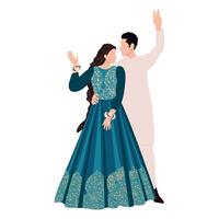 vector Indisch bruiloft paar illustratie voor bruiloft uitnodiging kaart