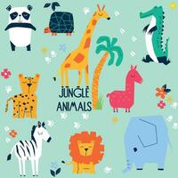schattige jungle dieren vector