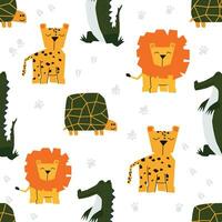 naadloos patroon met schattig safari dieren.kinderachtig modern naadloos patroon.groep van dieren vector