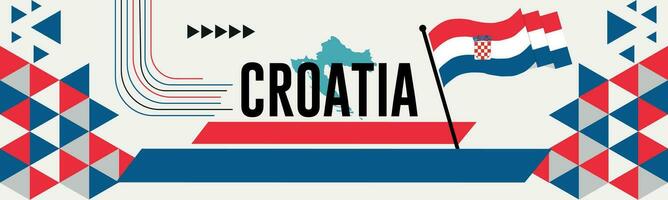 Kroatië kaart en verheven vuisten. nationaal dag of onafhankelijkheid dag ontwerp voor Kroatië viering. modern retro ontwerp met abstract pictogrammen. vector illustratie.