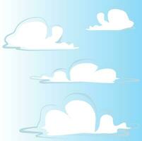 wit tekenfilm wolken over- blauw lucht achtergrond vector illustratie