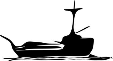 een zwart en wit silhouet van een schip vector