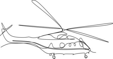 een lijn kunst. gaat verder lijn kunst. hand- getrokken schetsen van een helikopter vector