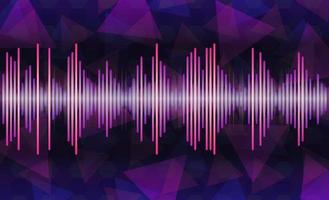 vector geluidsgolf illustratie, paarse tot blauwe muziek golf, oscillerend gloeiend paars licht, achtergrond met stem muziek technologie, minimaal ontwerp