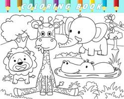 kleur boek van grappig dieren in Woud. vector tekenfilm illustratie