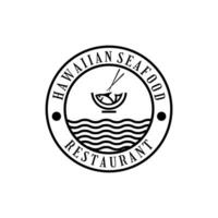 wijnoogst Hawaii restaurant bar logo ontwerp embleem met por vector