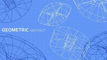 achtergrond vorm meetkundig abstract blauw lijn presentatie ontwerp 3d wireframe effect. vector illustratie grafisch.