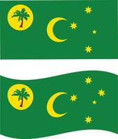 cocos eilanden vlag icoon. golvend vlag van cocos eilanden. vlak stijl. vector