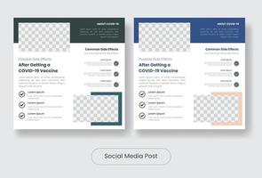 covid 19 vaccin informatie social media post banner template set vector