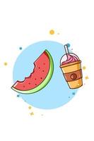 watermeloen met ijsdrank pictogram cartoon afbeelding vector
