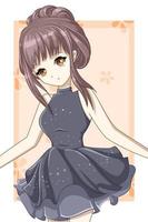 anime mooie prinses met zwarte jurk ontwerp karakter vector
